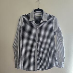 Abercrombie & Fitch Women's Black and White Checkered Shirt